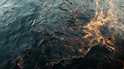 Oil Spill in Ocean Threatening Marine Life and Coastal Ecosystems - Environmental Awareness