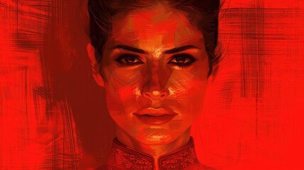 Fototapeta premium woman portrait on a red background