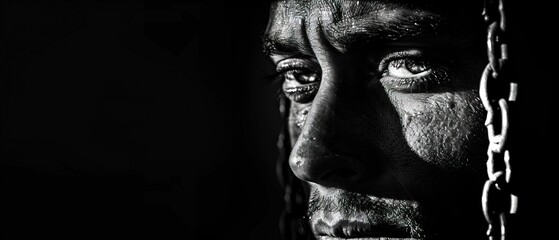 slavery and human trafficking with people in restraints and confinement