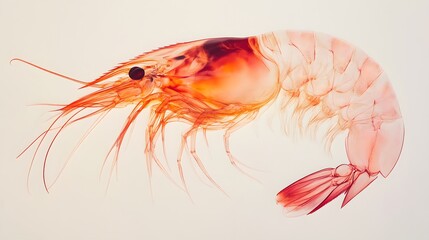 3. Cross-section of a juicy shrimp with its pink, tender flesh exposed against a white background
