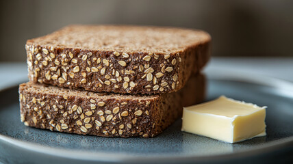 Two slices of whole grain bread