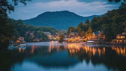Obraz premium Scenic Mountain Lake at Dusk