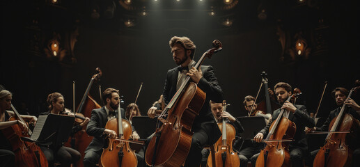 Fototapeta premium Orchestra, minimalist, aesthetics. Generative AI.