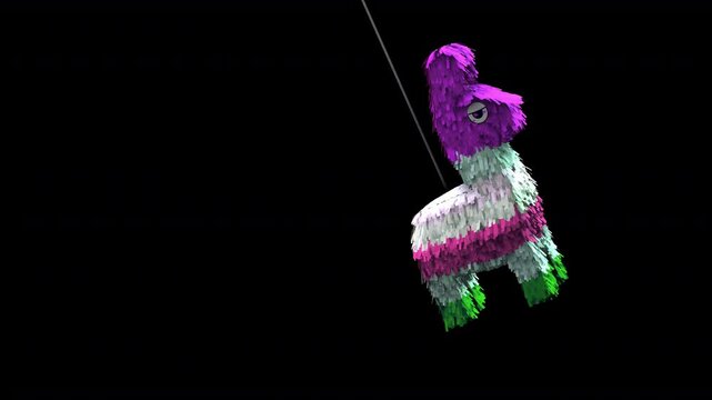 Seamless animation of a paper traditional multi colored Mexican party pinata isolated with alpha channel