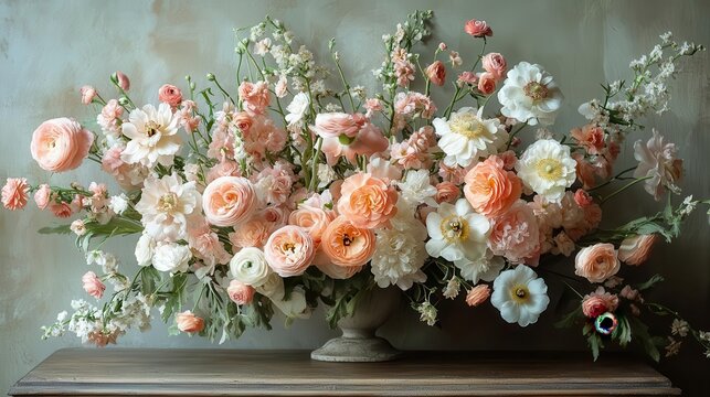 elegant floral arrangement featuring delicate blooms with long graceful stems soft pastel palette and artful composition create a sense of effortless beauty and sophistication