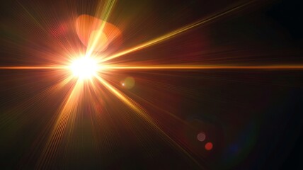Sun Light Overlay. Sun rays overlay. Sun rays light isolated on black background, overlay design. optics special lens light effect. abstract lens flare light over black background 