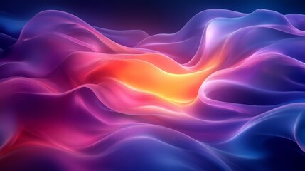 Obraz premium Colorful Flowing Fabric-Like Waves Generative AI