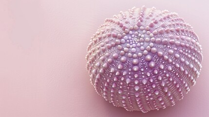 Isolated Sea Urchin Shell on Soft Pastel Pink Background