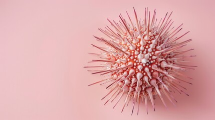 Obraz premium Isolated Sea Urchin on Pastel Pink Background