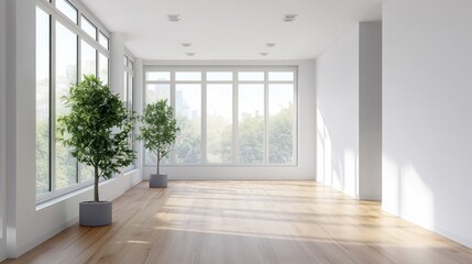 Obraz premium Empty Room with Sunlight Streaming Through Windows