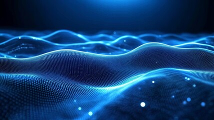 Abstract blue background data technology glowing lines 