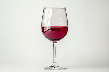 A wine glass filled with red wine, showcasing simple and elegant style. glass reflects light beautifully, creating sophisticated atmosphere perfect for any occasion. 
