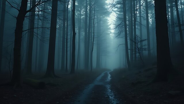 a creepy and scary dark fores