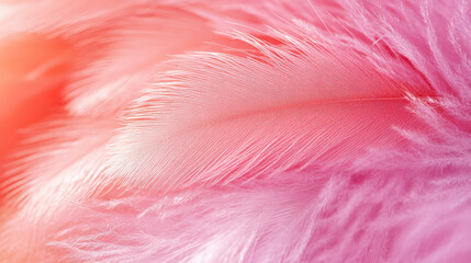Soft pink feather texture with a vibrant orange and red gradient.