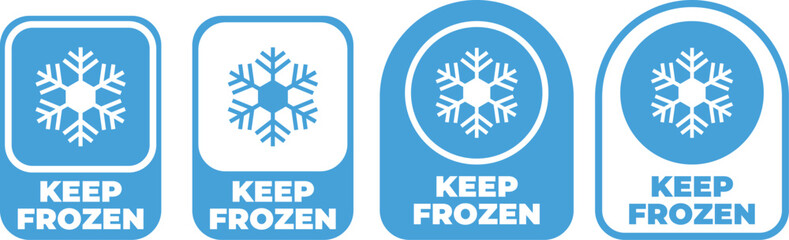 Keep Frozen Vector Sign for Package. Labels for frozen product isolated on white