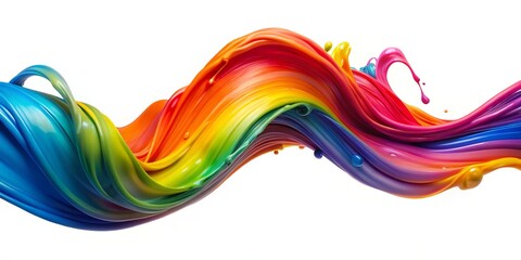 Fototapeta premium 3D Rainbow Liquid Flowing Wave, Abstract, Color, Fluid