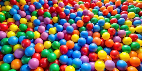 Fototapeta premium A Colorful Sea of Play Balls, Close-Up, Bright and Fun, Playful, Ball Pit, Toys