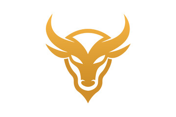  A  golden Bull head icon, featuring a modern stylish shape with an underline, set on a solid white background vector art illustration