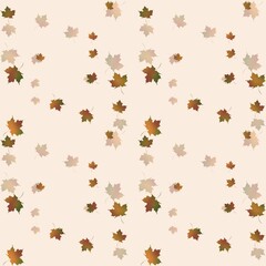 Colorful autumn leaves scattered on a light background creating a festive seasonal pattern