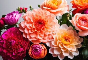 Fototapeta premium vibrant floral arrangements showcasing colorful blooms minimalistic settings clean lines simple backgrounds, flowers, petals, design, decor, beauty