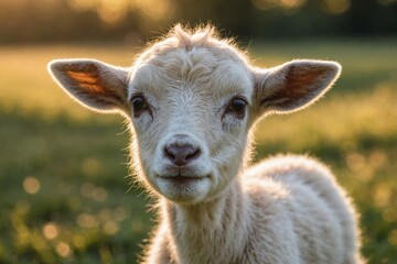 Obraz premium little goat baby in summer