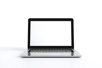 Laptop with blank screen, isolated on white