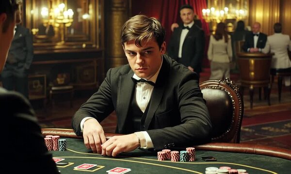 A Man Playing Poker In A Casino
