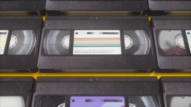 Old retro video cassette tapes VHS with a vintage films look and feel. Loop motion background