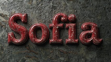 Fototapeta premium Red Marble personalized name postcard perfect for decor.