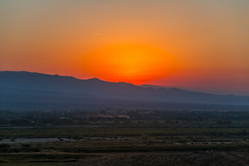 View of the mountains on sunset