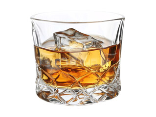 a glass with a drink and ice