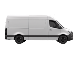a white van with black wheels