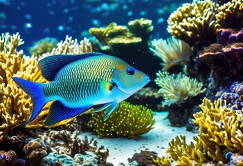 Obraz premium vibrant underwater world featuring diverse marine life lively colors rich textures, aquatic, fish, coral, reef, sea, ocean, biodiversity, species