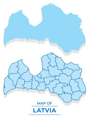 Vector Latvia map set simple flat and outline style illustration