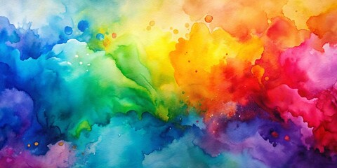 Abstract Watercolor Rainbow Spectrum, Watercolor Painting, Abstract Art, Colorful Art