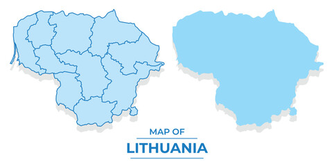Vector Lithuania map set simple flat and outline style illustration