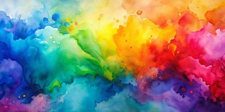 Abstract Watercolor Rainbow Spectrum, Watercolor Painting, Abstract Art, Colorful Art