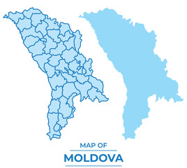 Vector Moldova map set simple flat and outline style illustration