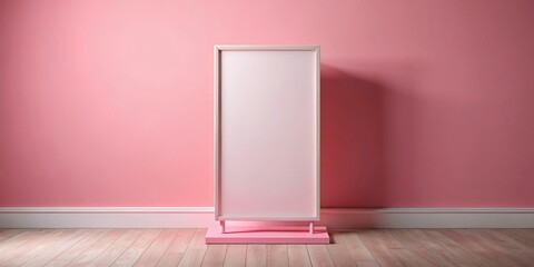Blank Stand in Pink Room, Minimalism, Display, Advertisement, Interior Design