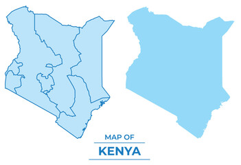 Naklejka premium Vector Kenya map set simple flat and outline style illustration