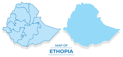 Vector Ethopia map set simple flat and outline style illustration