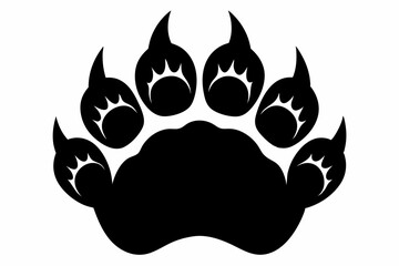 American Bear Claw Vector Silhouette, Bear Paw Black Clip art Vector