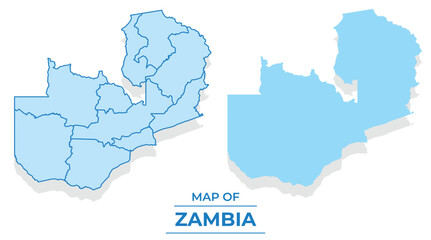 Vector Zambia map set simple flat and outline style illustration