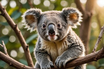 Naklejka premium cute koala on tree branch