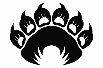 American Bear Claw Vector Silhouette, Bear Paw Black Clip art Vector
