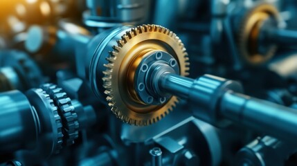 Fototapeta premium Intricate Precision: A Close-up of Complex Industrial Machinery