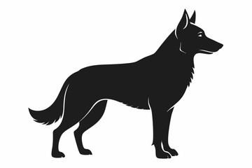 German Shepherd Dog Silhouette Vector, German Shepherd dog in different poses isolated on white background.