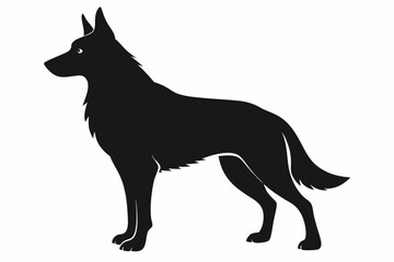 German Shepherd Dog Silhouette Vector, German Shepherd dog in different poses isolated on white background.
