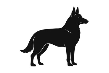 German Shepherd Dog Silhouette Vector, German Shepherd dog in different poses isolated on white background.