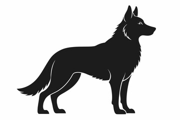 German Shepherd Dog Silhouette Vector, German Shepherd dog in different poses isolated on white background.